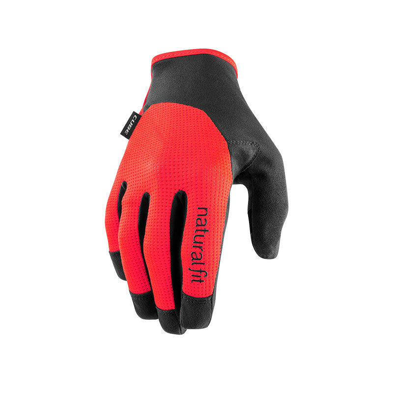 Guantes CUBE Natural Fit de dedo largo con almohadillas de gel / Color rojo